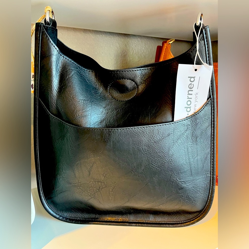 New with Tags Ahdorned Classic Vegan Leather Messenger Bag- no strap